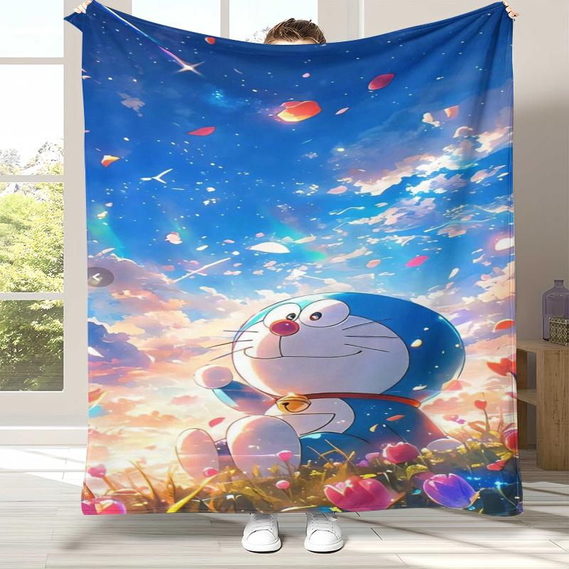Dream Doraemon Cartoon Flannel Blanket,Ultra Soft Warm Plush Throw for Home Bedroom Bed Sofa Cover Office picnic gift kids