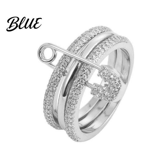 Rhinestone Jewelry Women Detachable Ring 3 in 1 Design Pin