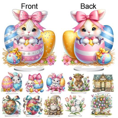 Easter Bunny Eggs Table Top Diamond Painting Ornament Kits Acrylic Special Shaped 5D DIY Diamond Art Tabletop Decor for Beginner