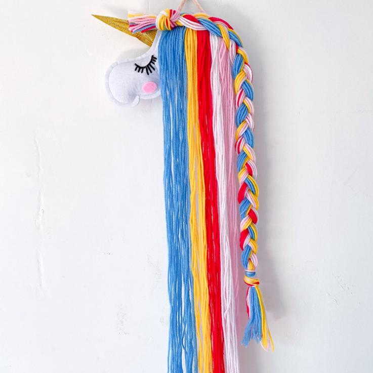Felt Unicorn Ornament Children'S Hair Clip Decor Wall-Mounted Hair Accessory Organiser Wall-Mounted Hair Accessory Storage Strip