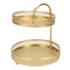 2 Tier Fruit Tray Gold Elegant Large Capacity Decorative Multi Purpose Cupcake Stand for Home Party Kitchen