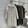 Womens Mid-Length Down Coat With Hood Slim Fit Knee-Length Lightweight Warm Outerwear In Black Beige Coffee Forest Green