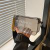 Trendy Jelly Handbag Fashion Letter Small Square Bag Transparent Jelly Bag Single Shoulder Handbag Simple Adjustable Strap Crossbody Bag