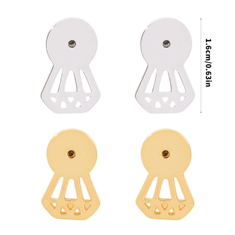 Set of 4 Secure Earring Backs Studs Diamonds Shape Locking Part Secure Locking Backing Earring Plugs for Delicate Ears