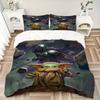 Baby Yoda Mandalorian Print 3-teiliges Bettwäsche-Set Bettbezug mit 2 Kissenbezügen Heim-Geburtstagsgeschenk