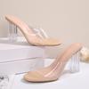 Fashion Transparent High Heels Sandals Women Summer 2025 Solid Color Open Toe Dress Pumps Woman Fashion Clear Chunky Heel Pvc Sandalias