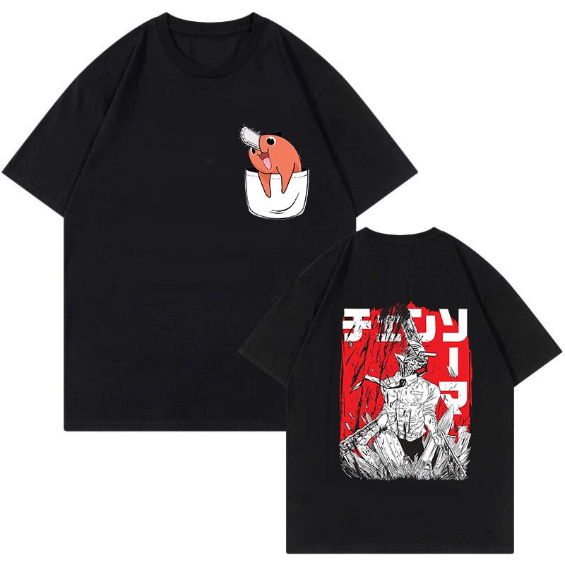 Unisex Mange Y2k Kleidung Japanischer Anime Chainsaw Man T-Shirt 90er Lustiges Pochita T-Shirt Makima Harajuku Grafik-T-Shirts Tops T-Shirt