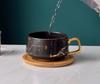 Scandinavian marble coffee cup matte luxury water coffee tea milk cup espresso ceramic cup spoon case suit