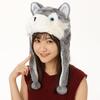 [NazyJnn] Plush Animal Hat for Halloween, Perfect for Kids and Adults, Cute with Ears, Cosplay, Winter Gear, Funny Husky Gift
