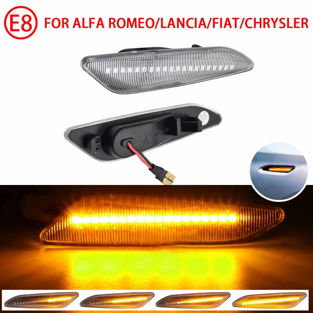 2Piece Flowing Dynamic LED Side Marker Blinker Light For Alfa Romeo 156 147 Fiat Tipo Egea 356 Lancia Delta 3 Chrysler Ypsilon