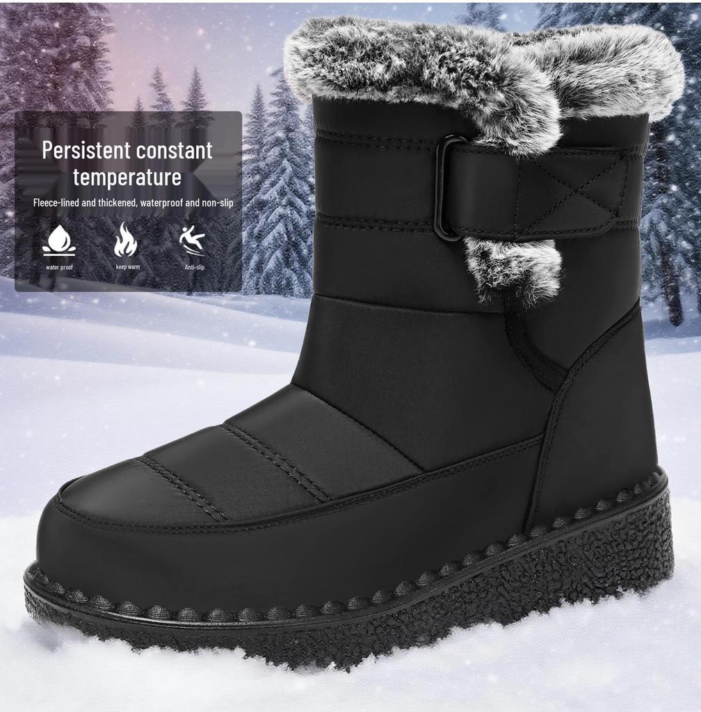 Dicke Damen-Winter-Schneestiefel mit Plateau und Plus-Samt