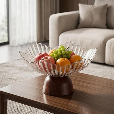Elegant Fruit Bowl with Pedestal, Snack Storage, Decorative Tray, Serving Tray for Living