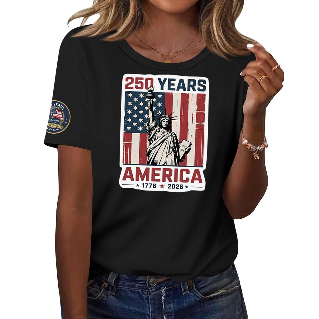 Moda feminina casual estampado manga curta gola redonda pulôver tops