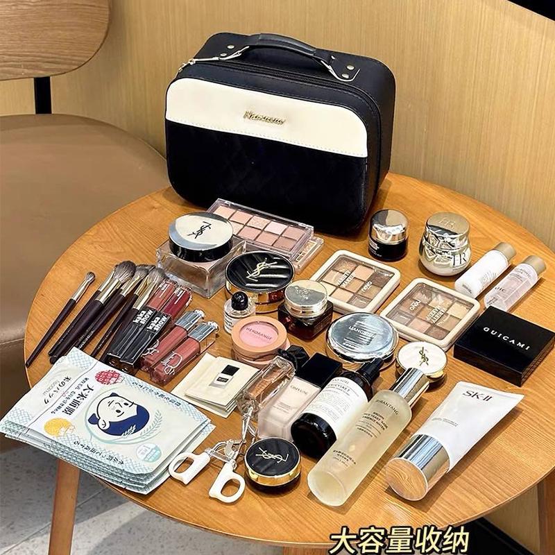 Estuche Cosmético Iluminado con LED Espejo Bolsa de Almacenamiento de Maquillaje Portátil Viaje Impermeable Cuero PU Luminancia Ajustable Gran Capacidad