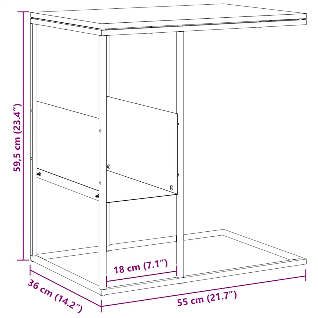 Side Table White 55 x 36 x 59.5 cm Engineered Wood