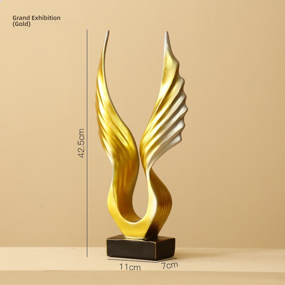 Minimalist Golden Angel Wing Figurine - Small Resin Memorial Gift for Healing, Hope Desk Decor for Her/Him