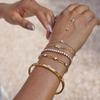 Youthway Minimalist Women Bracelet  Gold Color Plated Stainless Steel Round White Zirconia Tennis Chain Jewelry Gift