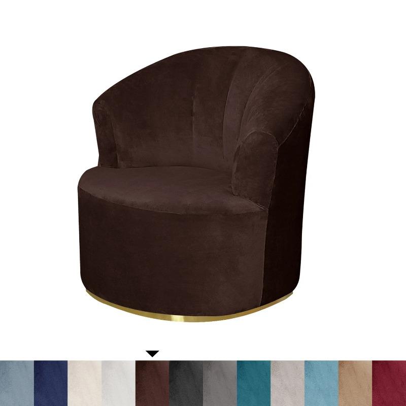 

Solid Color Velvet Swivel Barrel Single Chair Cover Removable All-inclusive Dust-proof Arm Chair Cover Living Room Office Decor