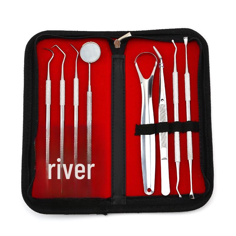 8-Piece Dental Care Set: Mirror, Probe & Calculus Remover