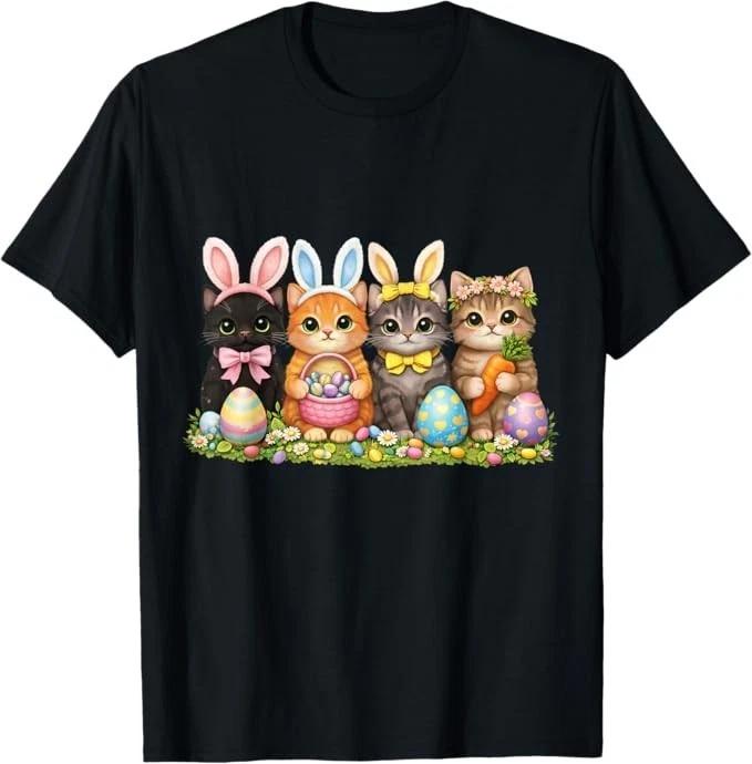Funny Easter Cats Ears Bunny Eggs Spring for   Kids T-Shirt 140