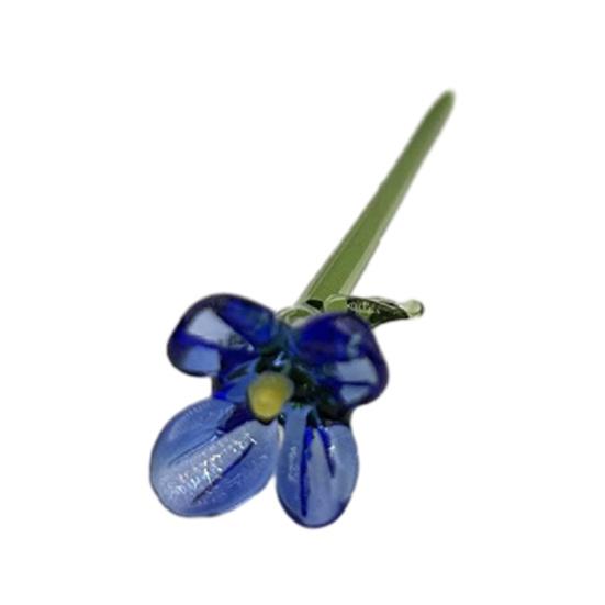 Handmade Glass Flower Decoration with Stem Hand-Blown Mini Floral Plants Figurine Home Living Room Office Table Flower Vase Ornament