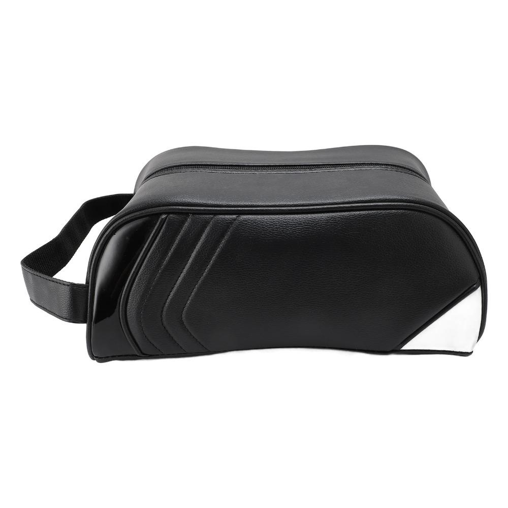 With Handle Golf Shoe Bag Waterproof PU Sports Shoe Carrier Sports Shoes Storage чёрный