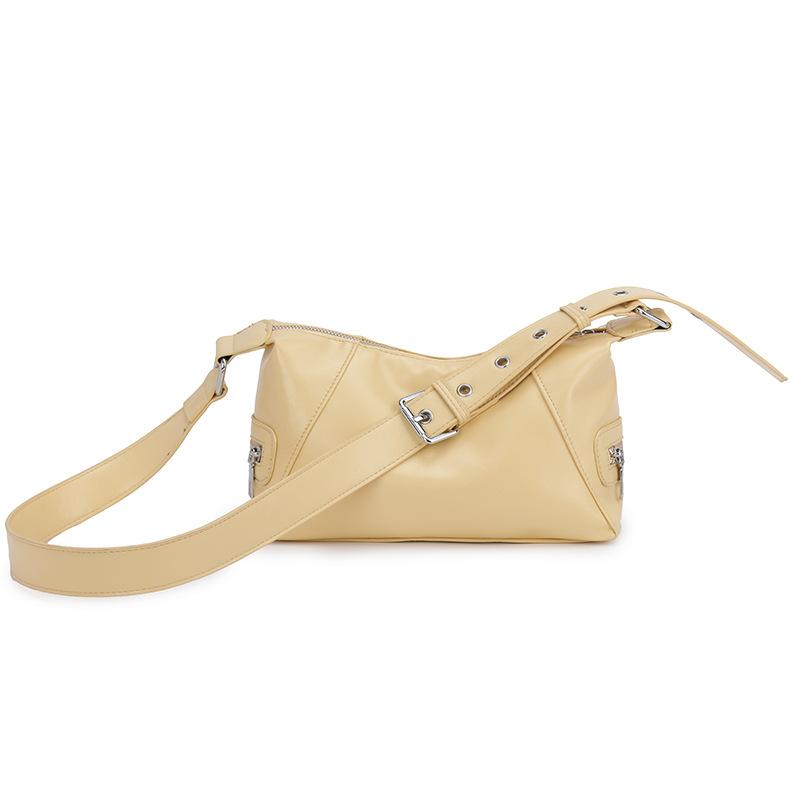 2025 New Personalized Spice Girl Style Simple Trendy Cool Solid Color Tote Bag Fashionable Versatile Commuter Soft Leather Messenger Bag Women