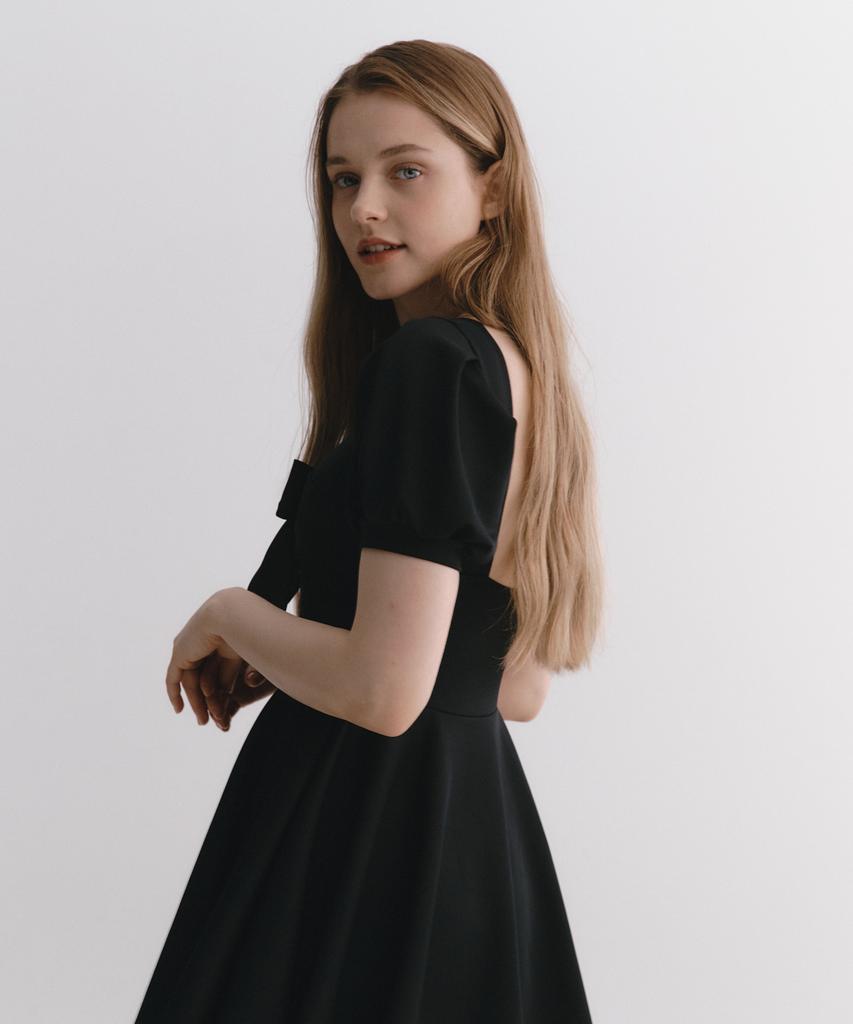 Soltipeullawo Union Ribbon Balloon Dress Black