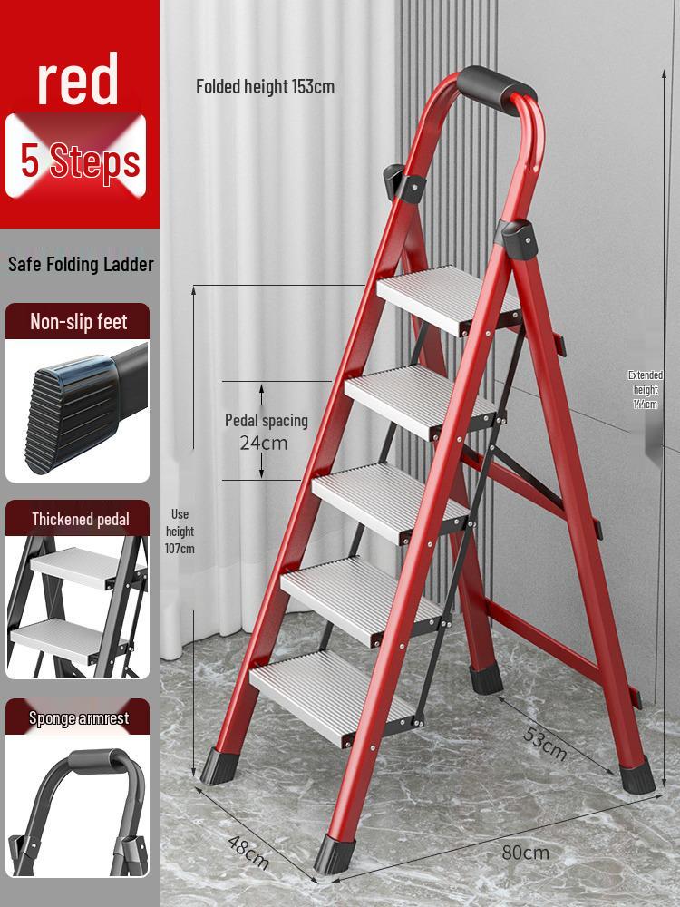 German Aluminum Alloy Telescopic Folding Ladder - Safe and Convenient A-Frame for Household Use