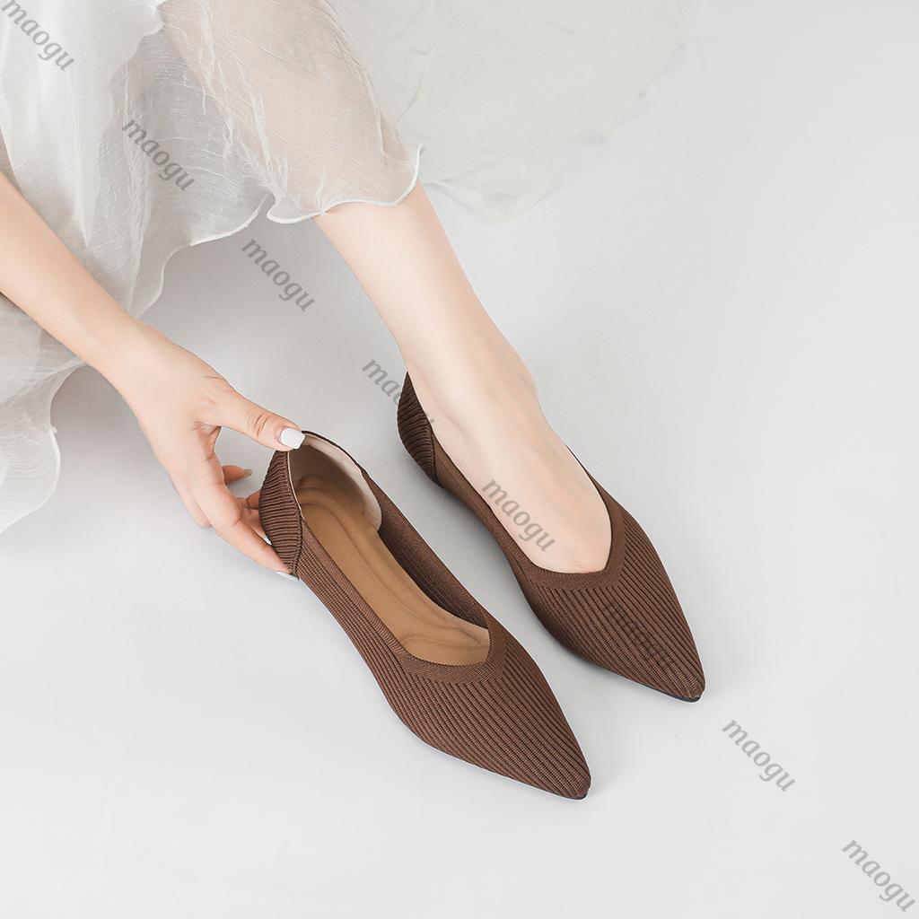 Shoes Woman Flat with Pointed Soft Knitted Sole Breathable and Comfortable Women's Flats Shoes Spring and Autumn 2025 New Model