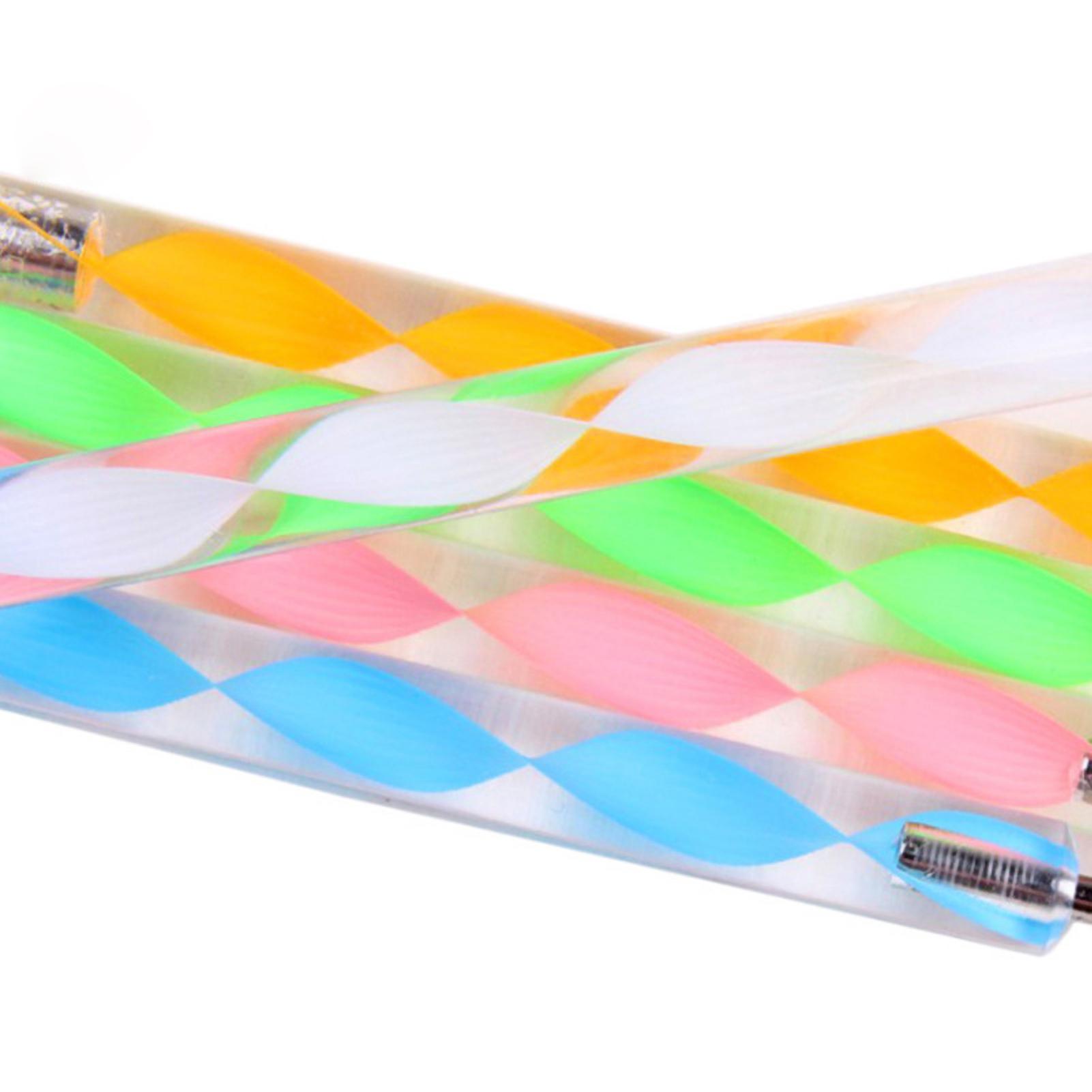 

5 шт. Ручка для доттинга, удобная на ощупь, акриловый материал, спиральный узор, двусторонняя ручка для доттинга лаком для ногтей