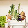 Cartoon Kitchen Food Wall Stickers DIY Vegetables Fruits Quotes Wall Decals Peel And Stick Refrigerator Door Stickers for Dining Room