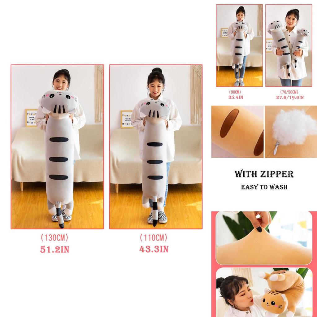 Long Cat Plush Toy Pillow Kids Birthday Gift Home Decor
