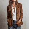 Womens Vintage Chic Suede-Like Blazer Jacket Single Breasted Loose Fit Street Style 2025