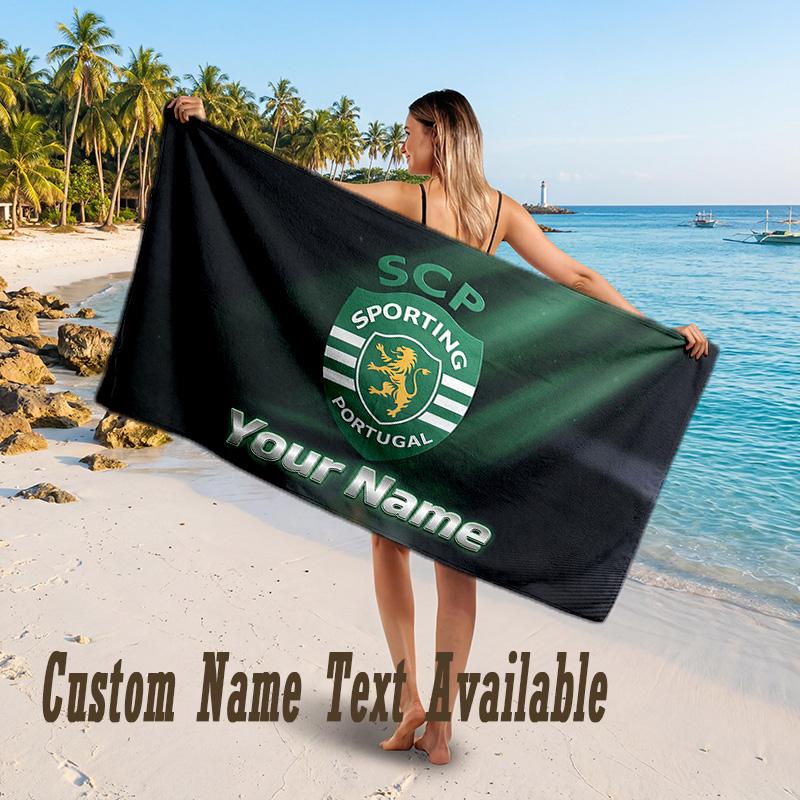 Sporting CP Design Beach Towel Custom Text Large Towel for Beach Vacation