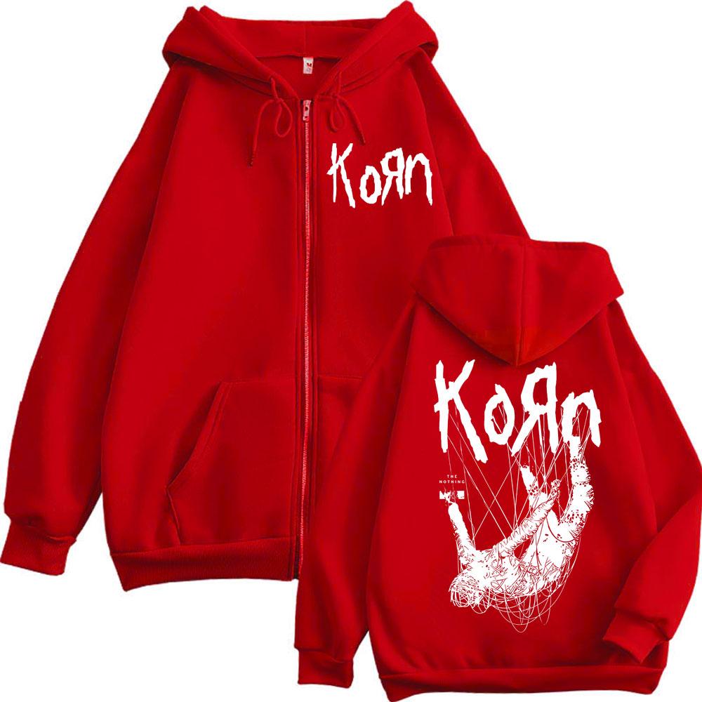 

Rock Band Korn Худи на молнии с принтом альбома The Nothing Готический Винтажный Застегивающееся на молнию Худи Мужское Женское Повседневная Мода Толстовка Уличная одежда S красный