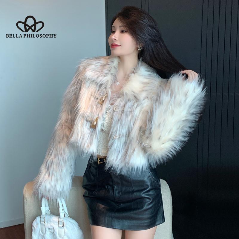 Faux Fox Fur Coat Women's Winter New Short Top Casual Style Long Coat Sexy Faux Fur High Quality Coat