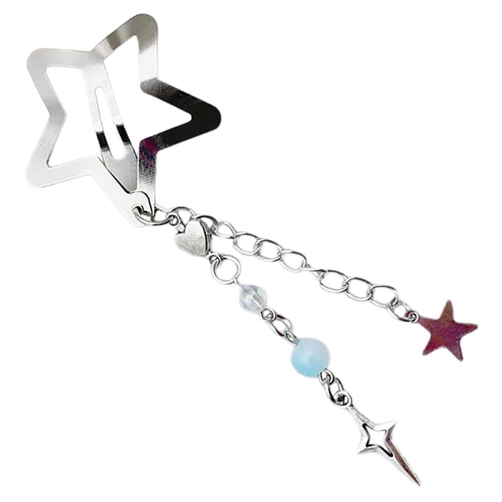 Star Shaped Hairpin for Women Girls Tassels Heart Beaded Hair Clip Fashionable Fringes Hairs Barrette Styling Accessory