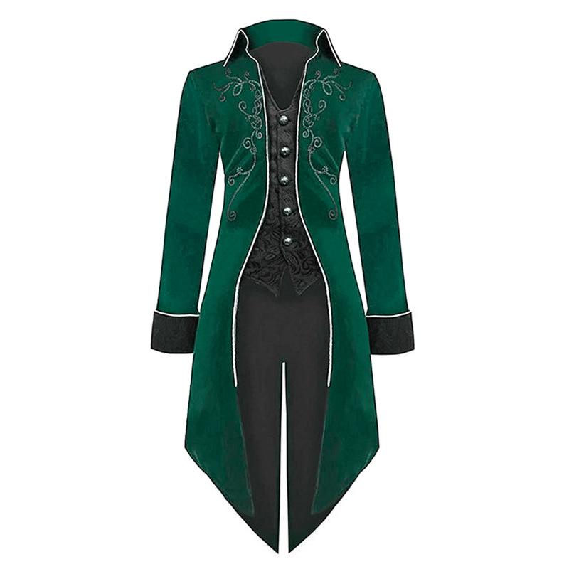 

Европейский и американский костюм ласточкин хвост на Хэллоуин: Мужское пальто средней длины в средневековом ретро-панк стиле для придворных выступлений. XL