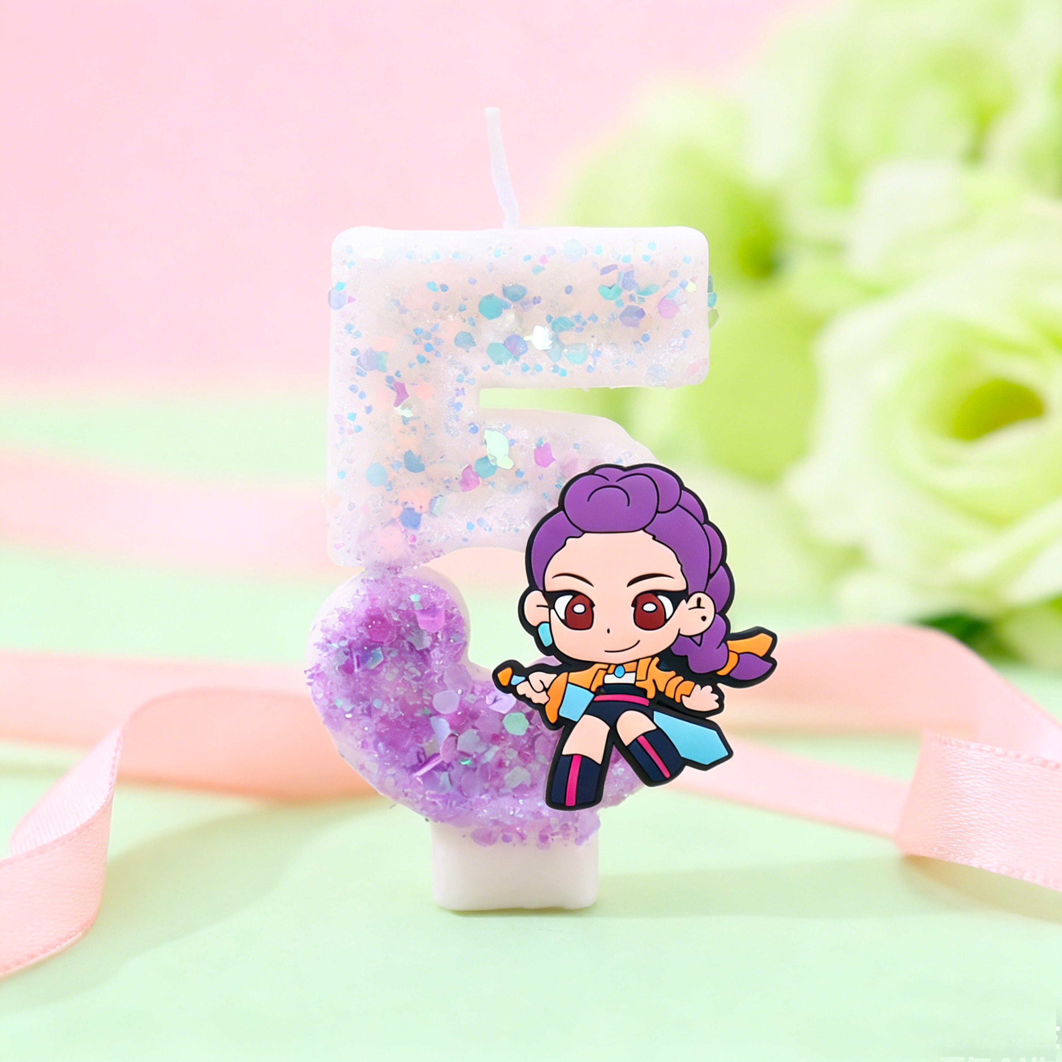 

Kpop Demon Hunter Themed Candles designed for 5-9 Year Old Children Birth Date Parties Exquisite Cake Decorations Celebration Favors Supplies