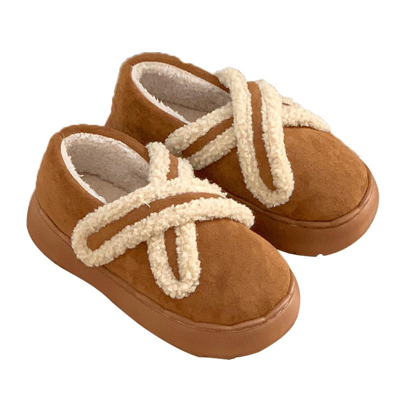 Lamb Wool Cotton Slippers Thick-soled Velvet Autumn and Winter Warm Indoor Home and Outdoor Wear Velcro All-inclusive Heel Cotton Shoes