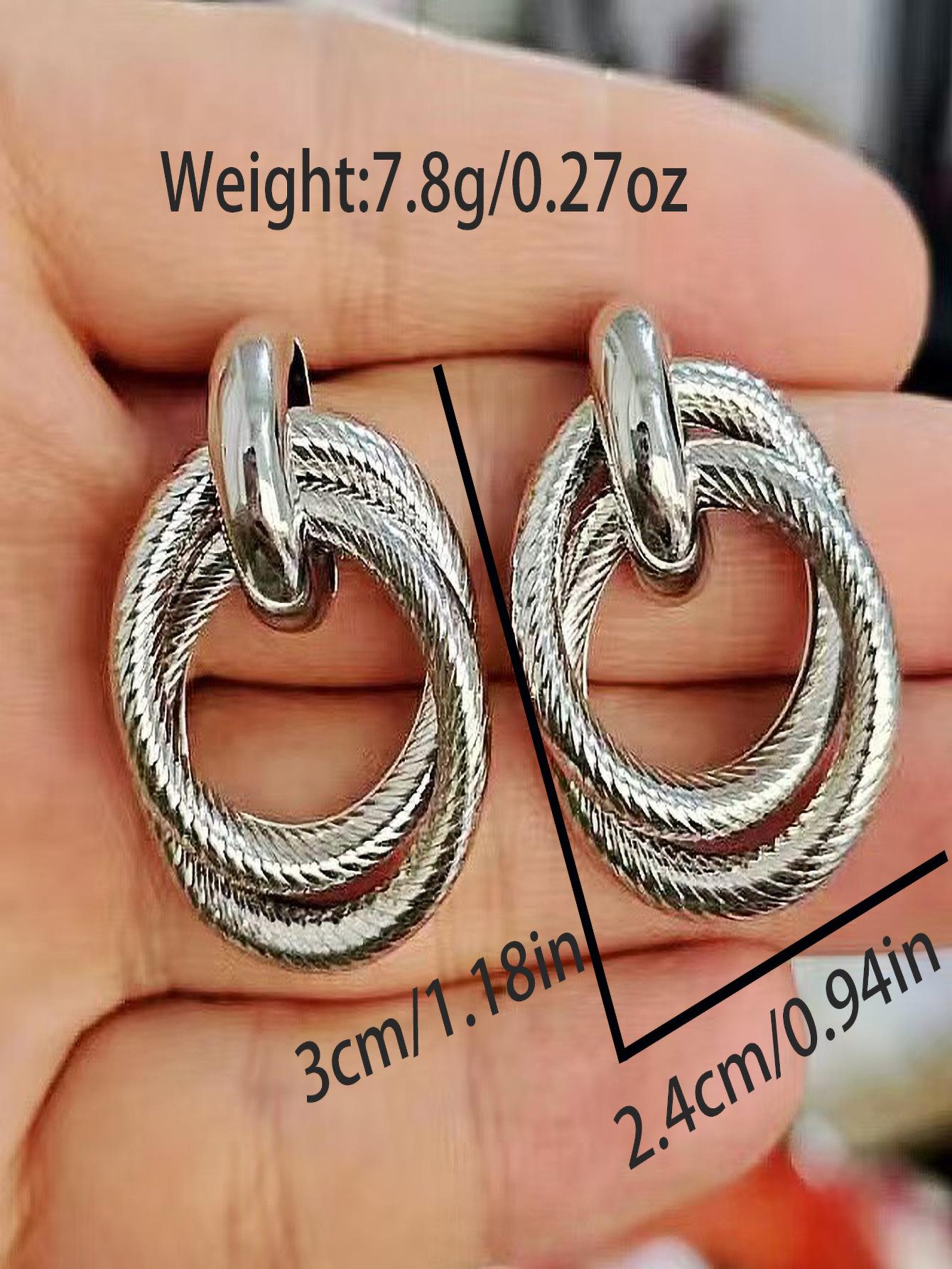 Серьги-гвоздики с геометрическим кругом: Гальванический сплав, Европейская и Американская Мода, Трансграничный Женский Набор Украшений