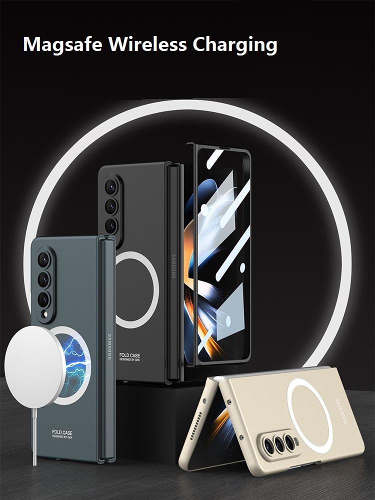 Magnetic Wireless Chargers For Samsung Galaxy Z Fold 4 Case Glass Film Screen Protector Matte Hard Cover