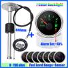 Waterproof 52mm Fuel Level Gauge with Flash Alarm+Oil Float Sensor 0-190 OHM Fuel Tank Meter 7Color LED for Car Yacht 12V Custom
