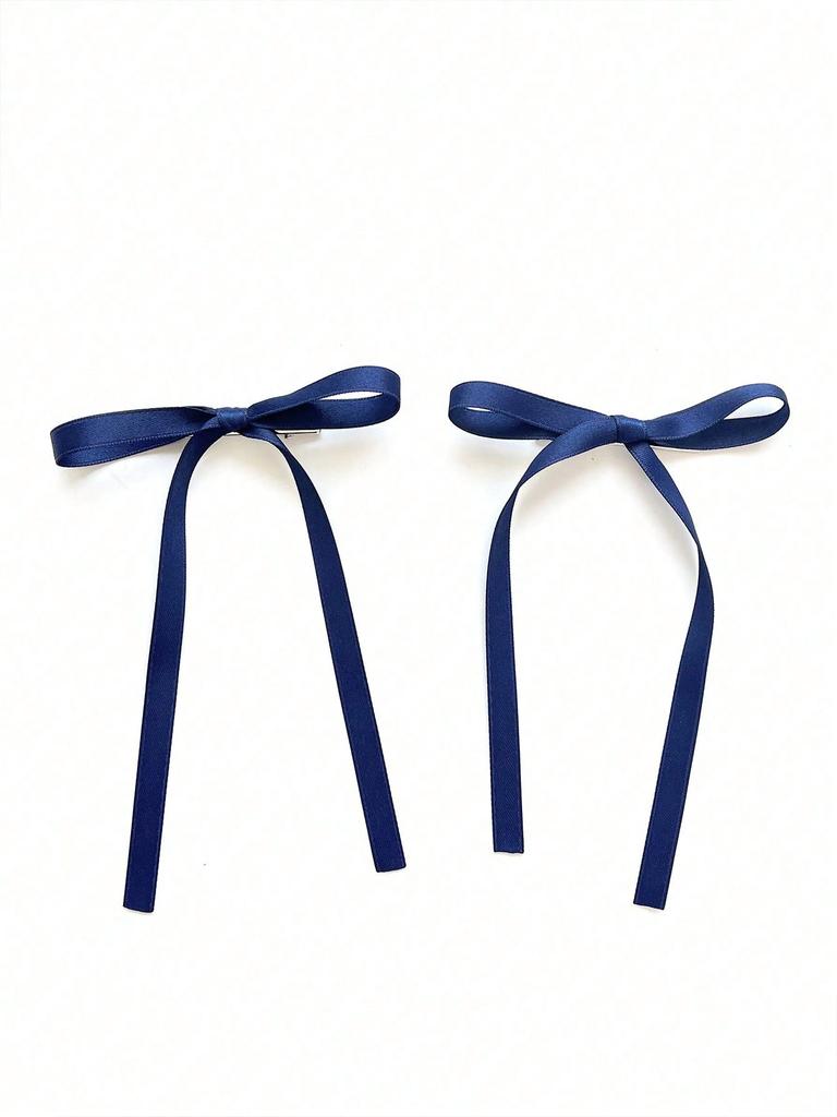 6 pieces music festival solid-colored bow hair clips for women's wedding jewelry, simple and sweet hair accessories