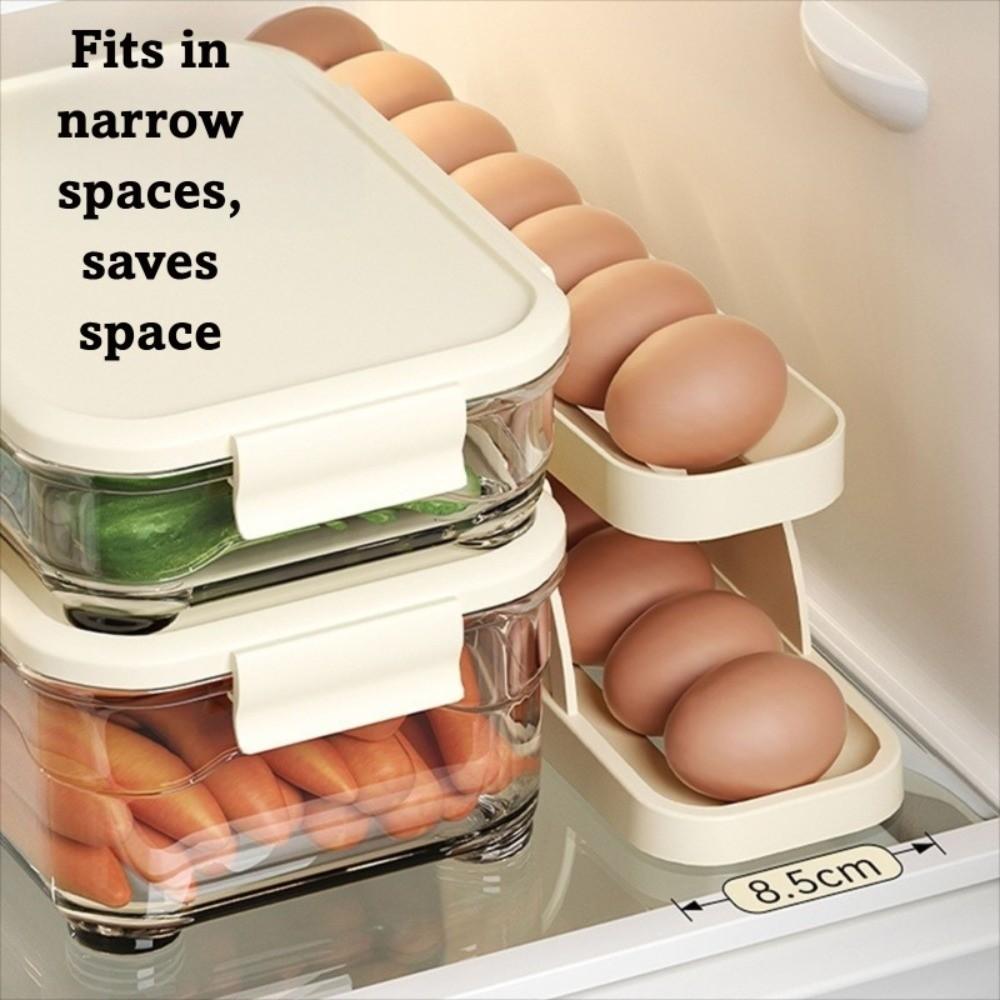 Rolldown Design Automatic Scrolling Egg Rack Double-layer Egg Basket Container  Kitchen Storage
