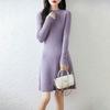 Women Sweater Dress 100% Wool TIDENOVEL O-neck Knit Long Pullover Winter Jumpers Wool Long Dress Female