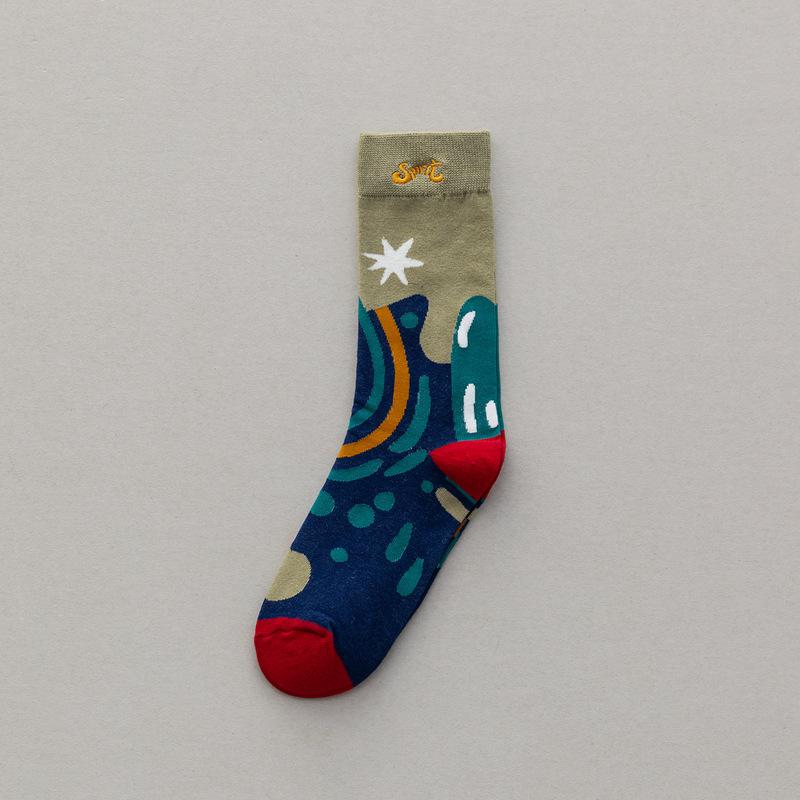 Personality Tide Socks Fashion Ins Trend Graffiti Sports Couple Socks In the Tube Letter Embroidery Cotton Socks