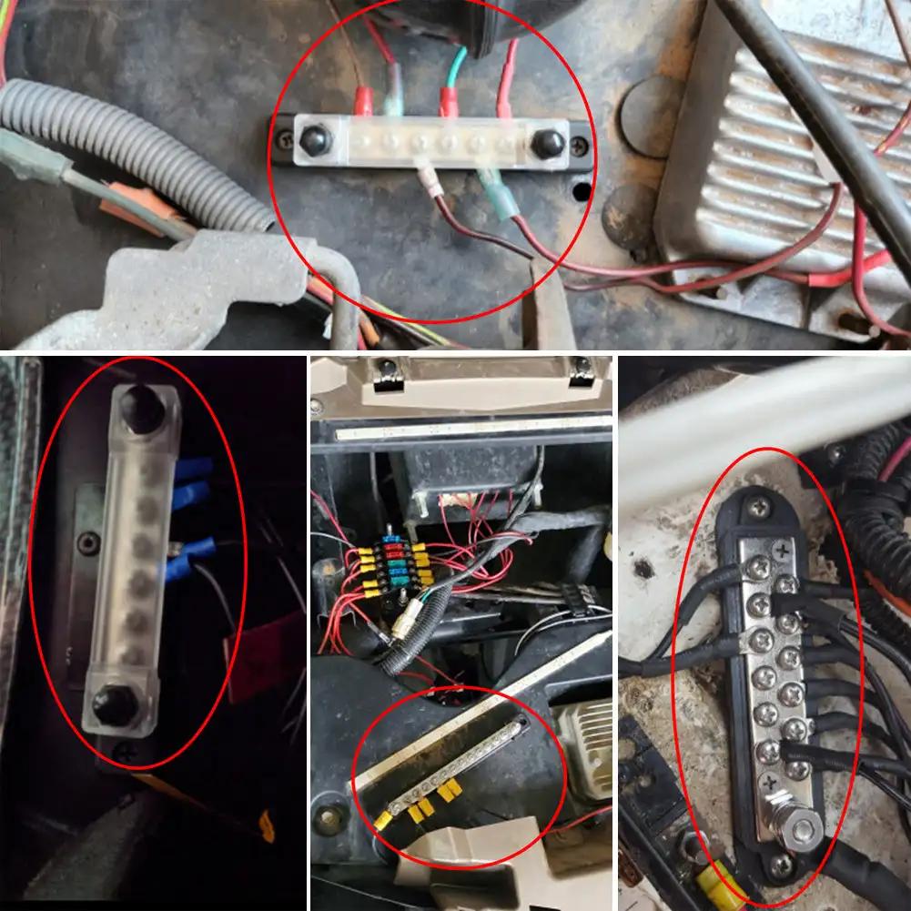 M6 Car Terminal Block Negative Bus Bar 12V 150A Terminal Block 1/4" Power Distribution Block M8 Termianl Bus for Automotive Boat
