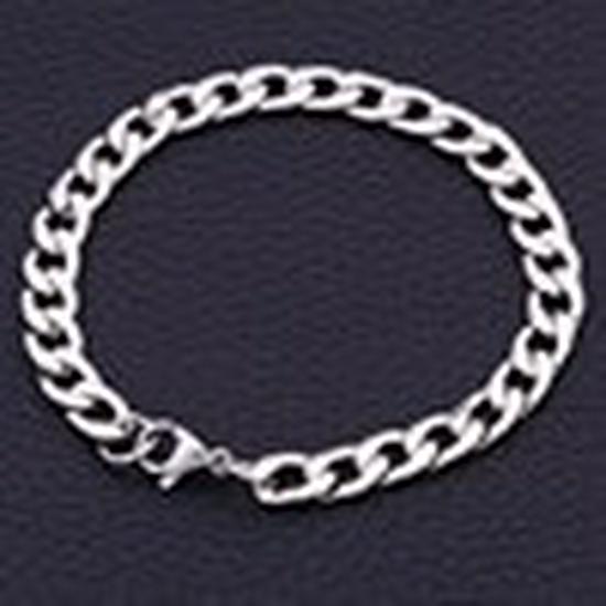European  American Men’s Stainless Steel Cuban Link Bracelet - Titanium Trendy Couple Style